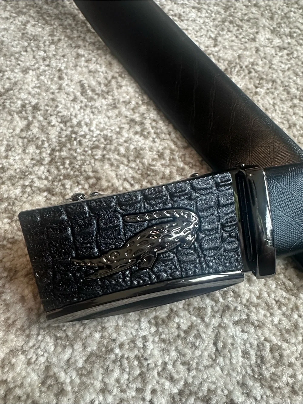 Lacoste Men’s Black Leather Belt 44